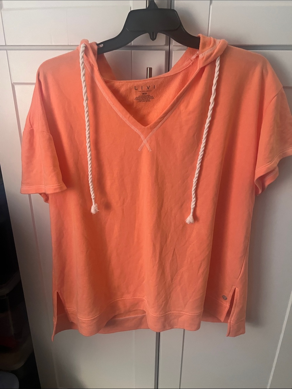 Lane Bryant Coral Short-Sleeve Hoodie Pullover